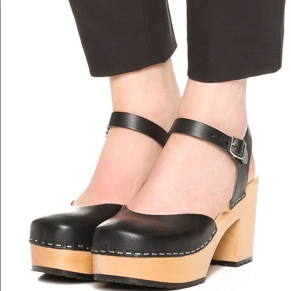 Swedish Hasbeens Shoes - Swedish Hasbeens Krillan Black Platforms 37